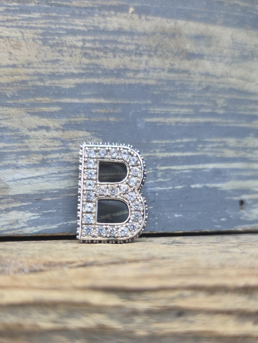 Suzy Levian Sterling Silver Diamond& Blue Saphire B Pendant